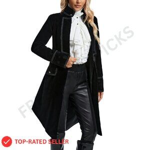 Victorian Gothic Velvet Tailcoat Pirate Jacket Steampunk Long Coat Elegant